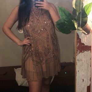 Altar'd State Brown Embellished Dress